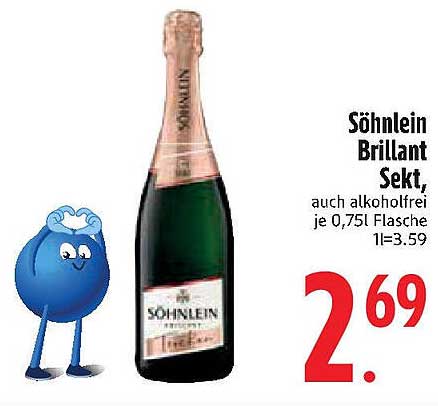 Söhnlein Brillant Sekt, auch alkoholfrei je 0,751 Flasche