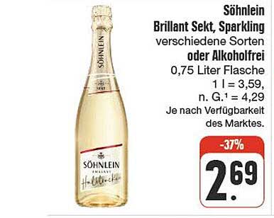 Söhnlein Brillant Sekt, Sparkling verschiedene Sorten oder Alkoholfrei 0,75 Liter Flasche