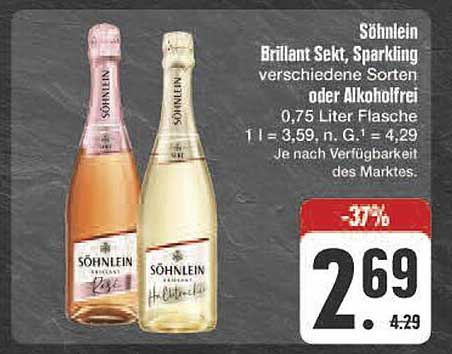 Söhnlein Brillant Sekt, Sparkling verschiedene Sorten oder alkoholfrei 0,75 Liter Flasche
