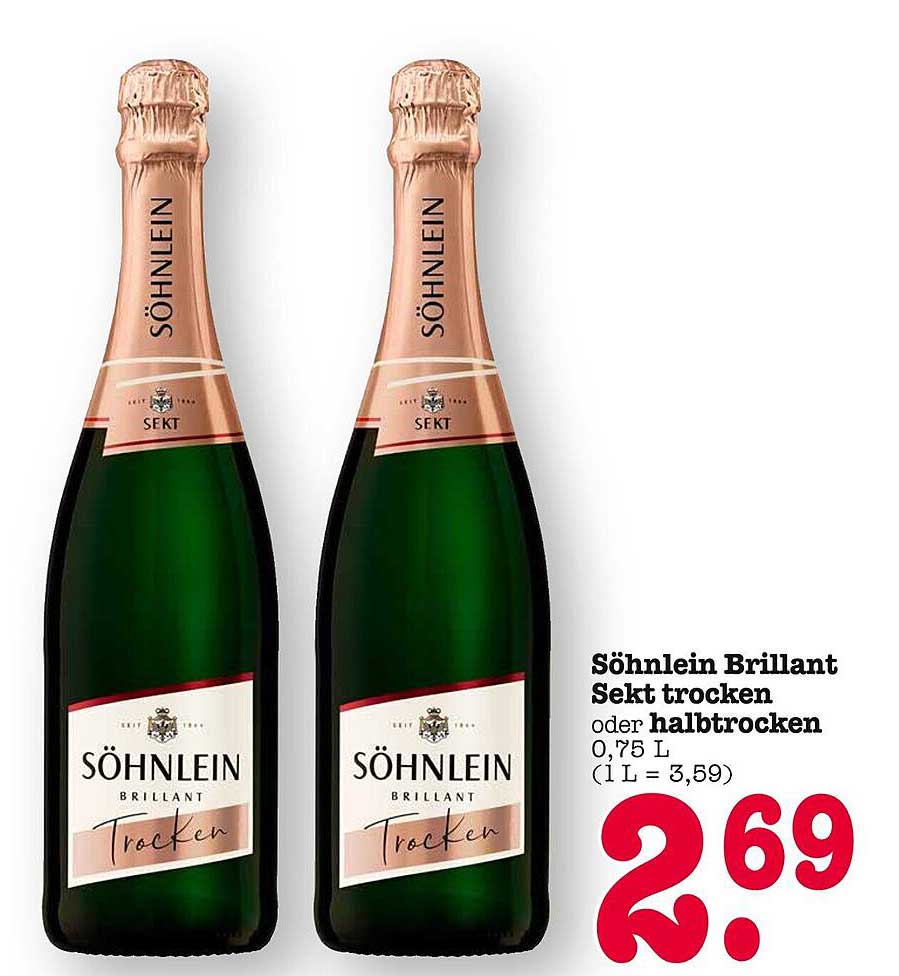 Söhnlein Brillant Sekt trocken oder halbtrocken 0,75 L