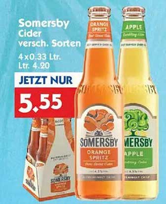 Somersby Cider - verschiedene Sorten 4 x 0,33 L für nur 5,55 €