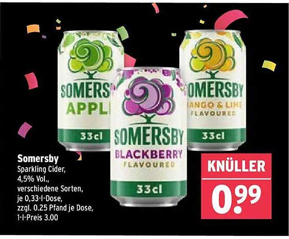 Somersby Sparkling Cider – 0,99 € (33cl)