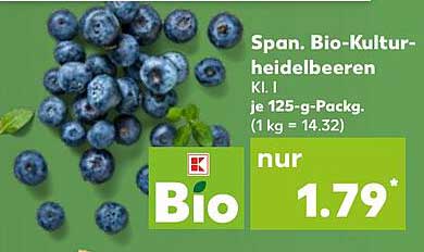 Span. Bio-Kulturheidelbeeren Kl. I je 125-g-Pack.