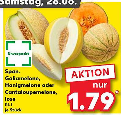 Span. Galiamelone, Honigmelone oder Cantaloupemelone, lose
