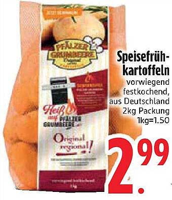 Speisefrühkartoffeln vorwiegend festkochend, 2kg Packung