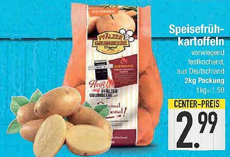 Speisefrühkartoffeln - vorwiegend festkochend, aus Deutschland, 2kg Packung