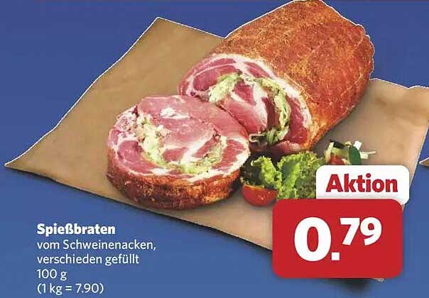 Spießbraten vom Schweinenacken, verschieden gefüllt