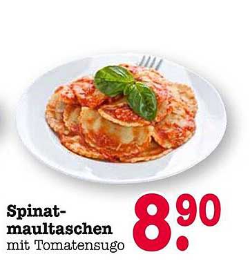 Spinatmaultaschen mit Tomatensugo