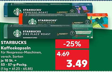 STARBUCKS Kaffeekapseln für Nespresso-Maschinen, verschiedene Sorten