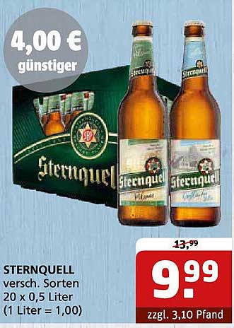 STERNQUELL - 20 x 0,5 Liter für nur 9,99 €
