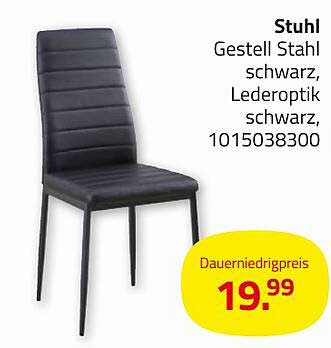 Stuhl Gestell Stahl schwarz, Lederoptik schwarz
