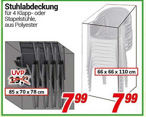 Stuhlabdeckung für 4 Klapp- oder Stapelstühle aus Polyester