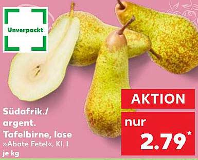 Südafrikanische Tafelbirnen, lose "Abate Fetel", Kl. I je kg