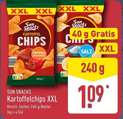 SUN SNACKS Kartoffelchips XXL - Versch. Sorten; 240-g-Beutel