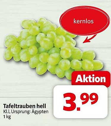 Tafeltrauben hell - Kernlos aus Ägypten, 1 kg