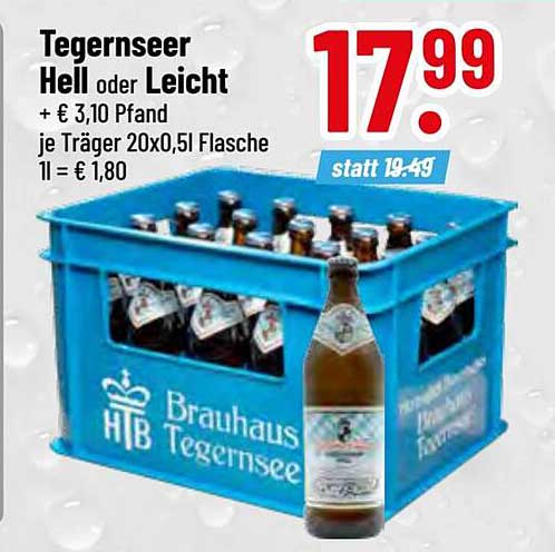 Tegernseer Hell oder Leicht - 20 x 0,5L Flasche