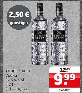 THREE SIXTY Vodka 0,7 l - 37,5% Vol.