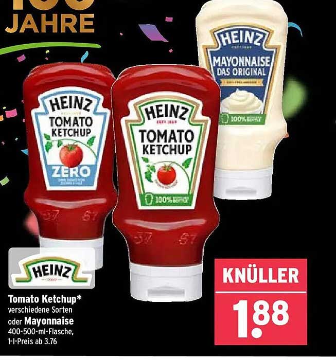 Tomato Ketchup oder Mayonnaise von Heinz, 400-500 ml