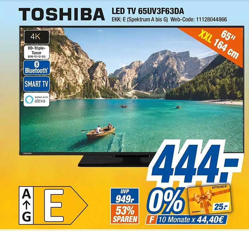 TOSHIBA LED TV 65UV3F63DA - 65 Zoll 4K Smart TV