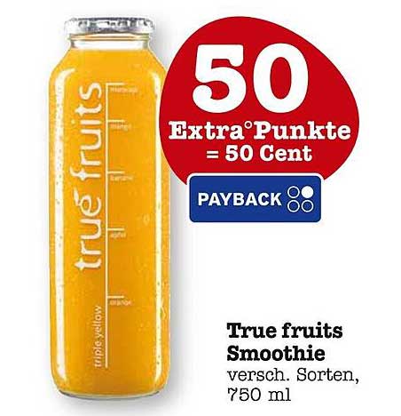 True fruits Smoothie, verschiedene Sorten, 750 ml