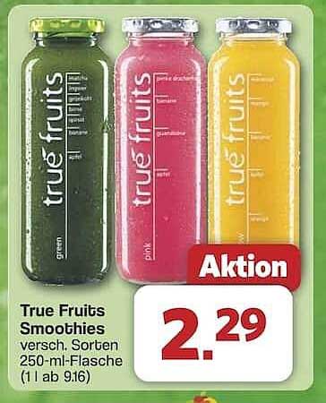 True Fruits Smoothies versch. Sorten 250-ml-Flasche