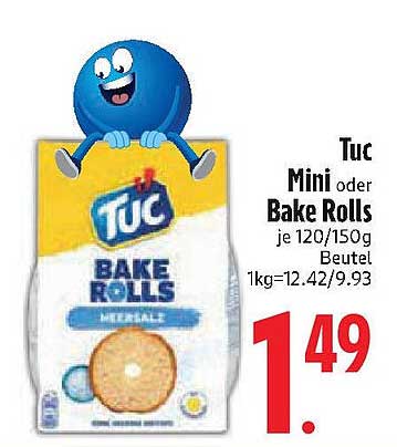 Tuc Mini oder Bake Rolls je 120/150g Beutel für 1,49