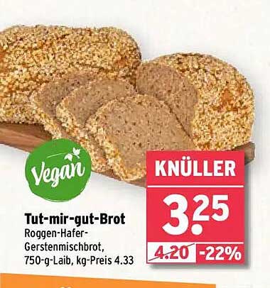 Tut-mir-gut-Brot - Roggen-Hafer-Gerstenmischbrot, 750-g-Laib