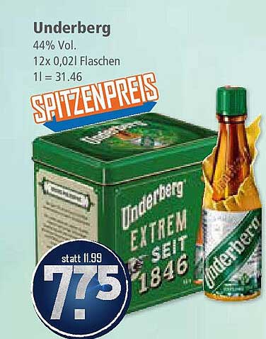 Underberg 44% Vol. - 12x0,02L Flaschen im Jubiläumsset