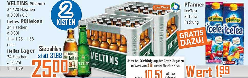 VELTINS Pilsener und Pfanner Ice Tea - Das perfekte Angebot für Durstige!