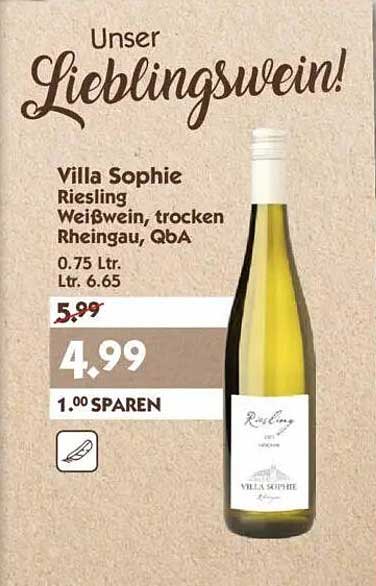 Villa Sophie Riesling Weißwein, trocken, Rheingau, QbA 0.75 L