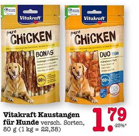Vitakraft Kaustangen für Hunde verschiedene Sorten, 80 g