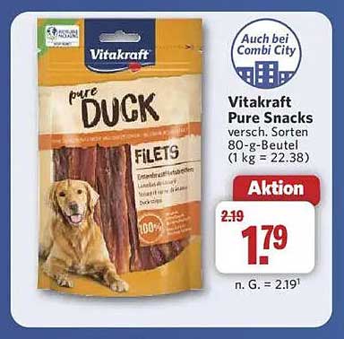 Vitakraft Pure Snacks Duck Filets 80-g-Beutel