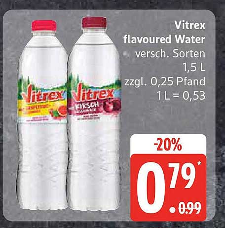 Vitrex flavoured Water verschiedene Sorten 1,5 L