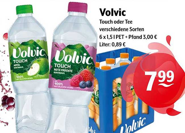 Volvic Touch oder Tee, 6 x 1,5 l PET