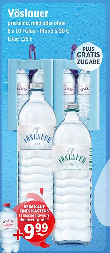 Vöslauer Mineralwasser 8 x 1,0 l - prickelnd, mild oder ohne