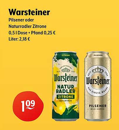 Warsteiner Pilsener oder Naturradler Zitrone 0,5 l Dose