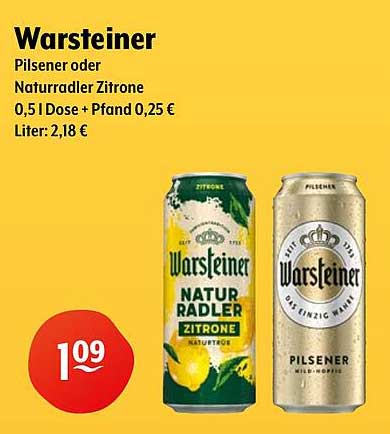 Warsteiner Pilsener oder Naturradler Zitrone 0,5l Dose