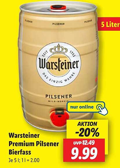 Warsteiner Premium Pilsener Bierfass 5 Liter