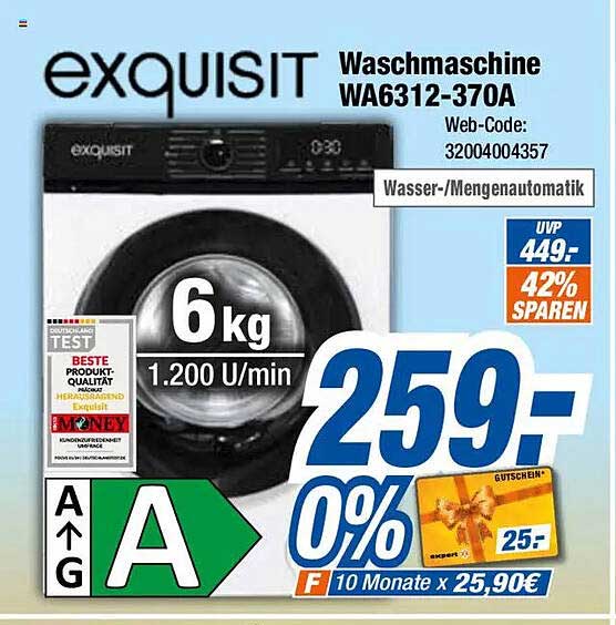 Waschmaschine WA6312-370A von Exquisit