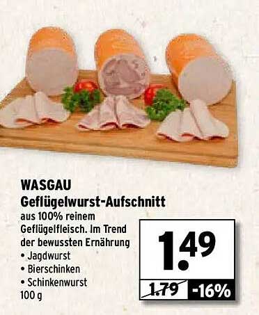 WASGAU Geflügelwurst-Aufschnitt 100 g