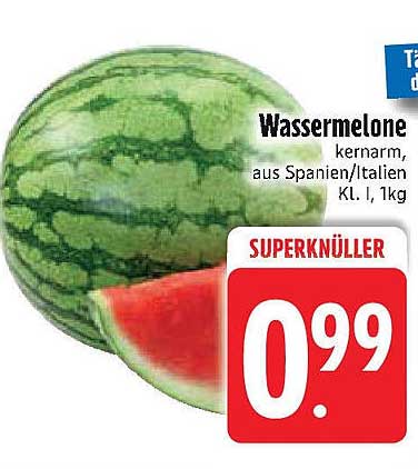 Wassermelone, kernarm, aus Spanien/Italien, KL. I, 1kg