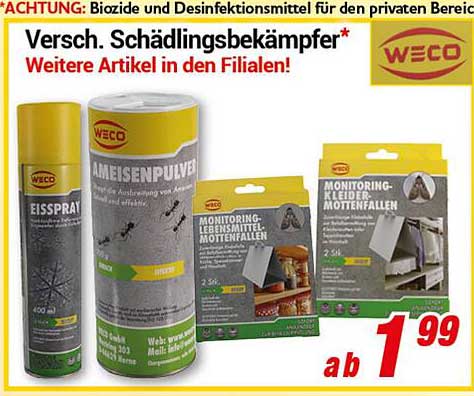 WECO Ameisenpulver und weitere Schädlingsbekämpfer jetzt im Angebot!