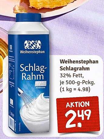 Weihenstephan Schlagrahm 32% Fett, je 500-g-Pckg.
