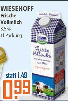 WIESEHOFF Frische Vollmilch 3,5% 1l Packung