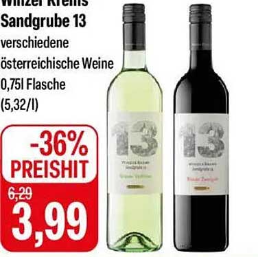 Winzer Krems Sandgrube 13 - verschiedene österreichische Weine 0,75l Flasche
