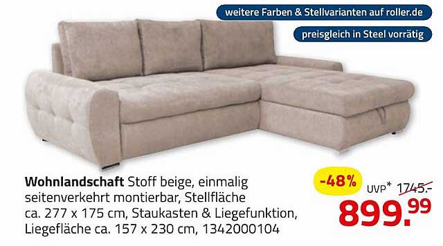 Wohlandschaft Stoff beige, einmalig seitenverkehrt montierbar