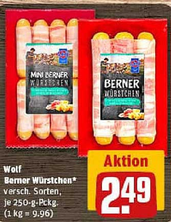 Wolf Berner Würstchen, verschiedene Sorten, je 250-g-Pckg.