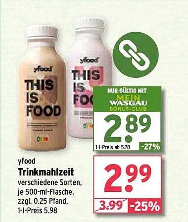 yfood Trinkmahlzeit verschiedene Sorten, je 500-ml-Flasche