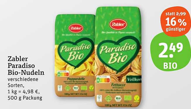 Zabler Paradiso Bio-Nudeln – verschiedene Sorten