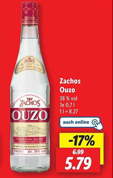 Zachos Ouzo 38 % vol - 0,7 l